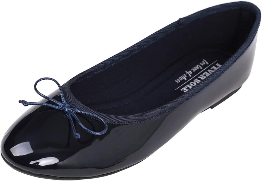 Women's Patent Ballet Flats - Memory Foam Cushioned Slip On Dress Shoes in Glitter and Solid Finishes - Glitter Lavender