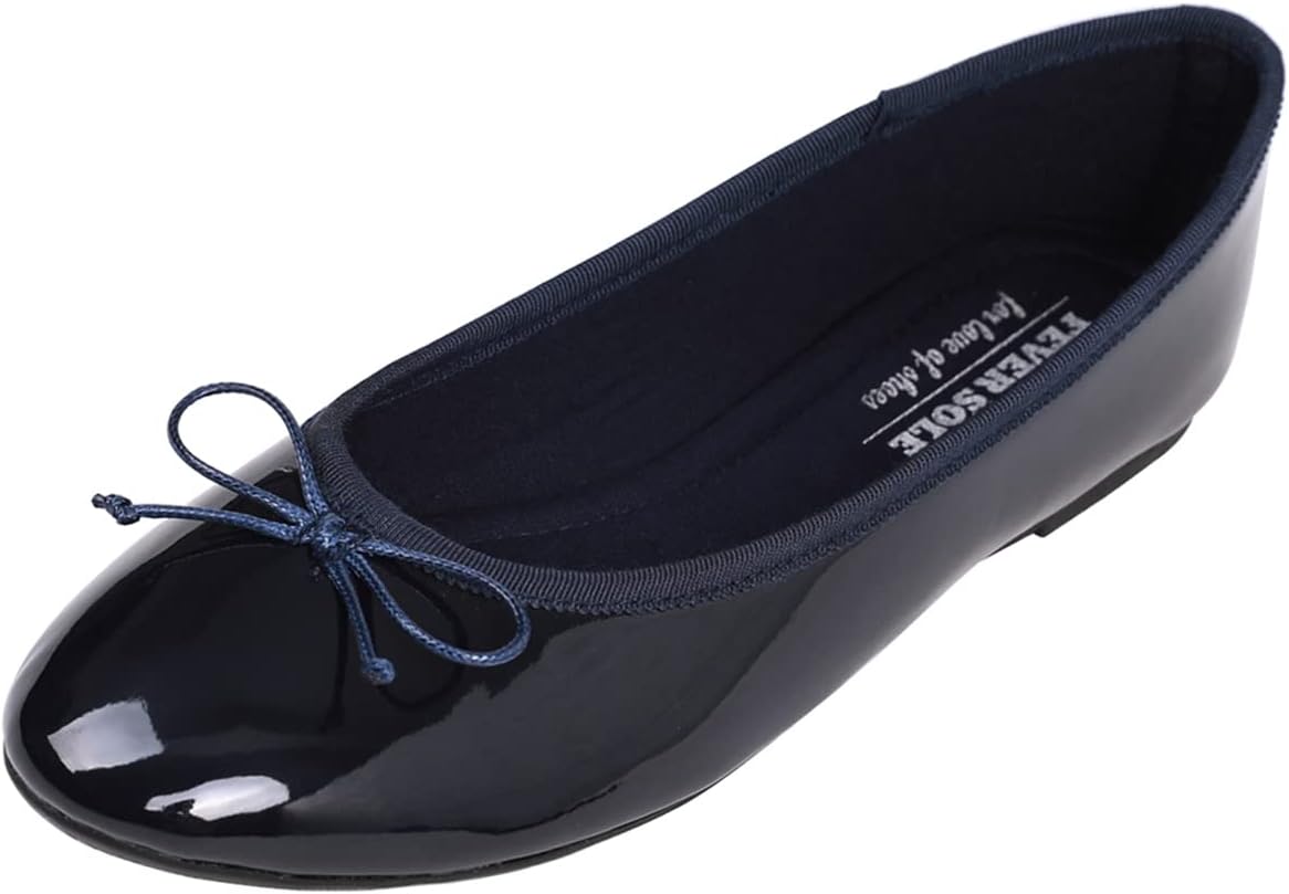 Women's Patent Ballet Flats - Memory Foam Cushioned Slip On Dress Shoes in Glitter and Solid Finishes - Glitter Lavender