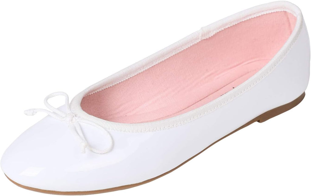 Women's Patent Ballet Flats - Memory Foam Cushioned Slip On Dress Shoes in Glitter and Solid Finishes - Burgundy