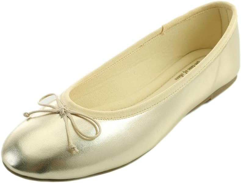 Women's Patent Ballet Flats - Memory Foam Cushioned Slip On Dress Shoes in Glitter and Solid Finishes - Glitter Red