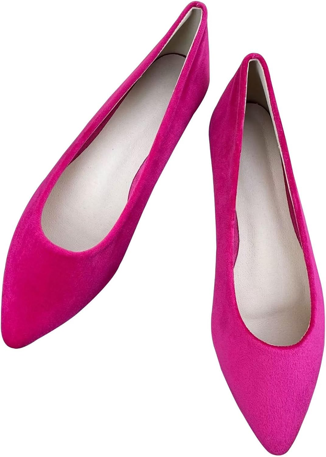 Women's Suede Pointed Toe Ballet Flats - Dressy Slip On Ballerina Walking Shoes for Office and Casual Wear - 7