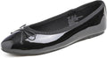 Women's Patent Ballet Flats - Memory Foam Cushioned Slip On Dress Shoes in Glitter and Solid Finishes - Burgundy