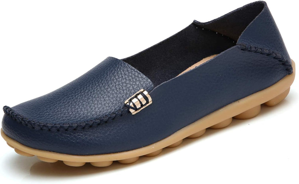 Women's Comfort Walking Loafers - Flat Slip On Casual Shoes with Cutout Detail for Everyday Wear - 8