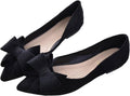 Women's Suede Bow Ballet Flats - Pointed Toe Slip On Moccasin Style Shoes for Work and Casual Wear - 10
