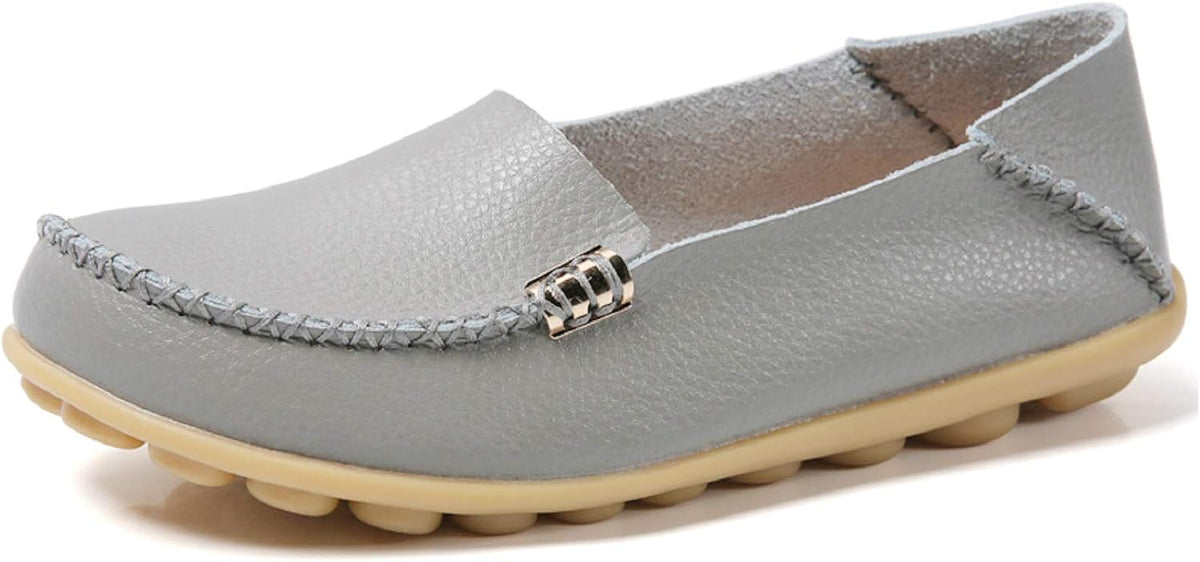 Women's Comfort Walking Loafers - Flat Slip On Casual Shoes with Cutout Detail for Everyday Wear - 10