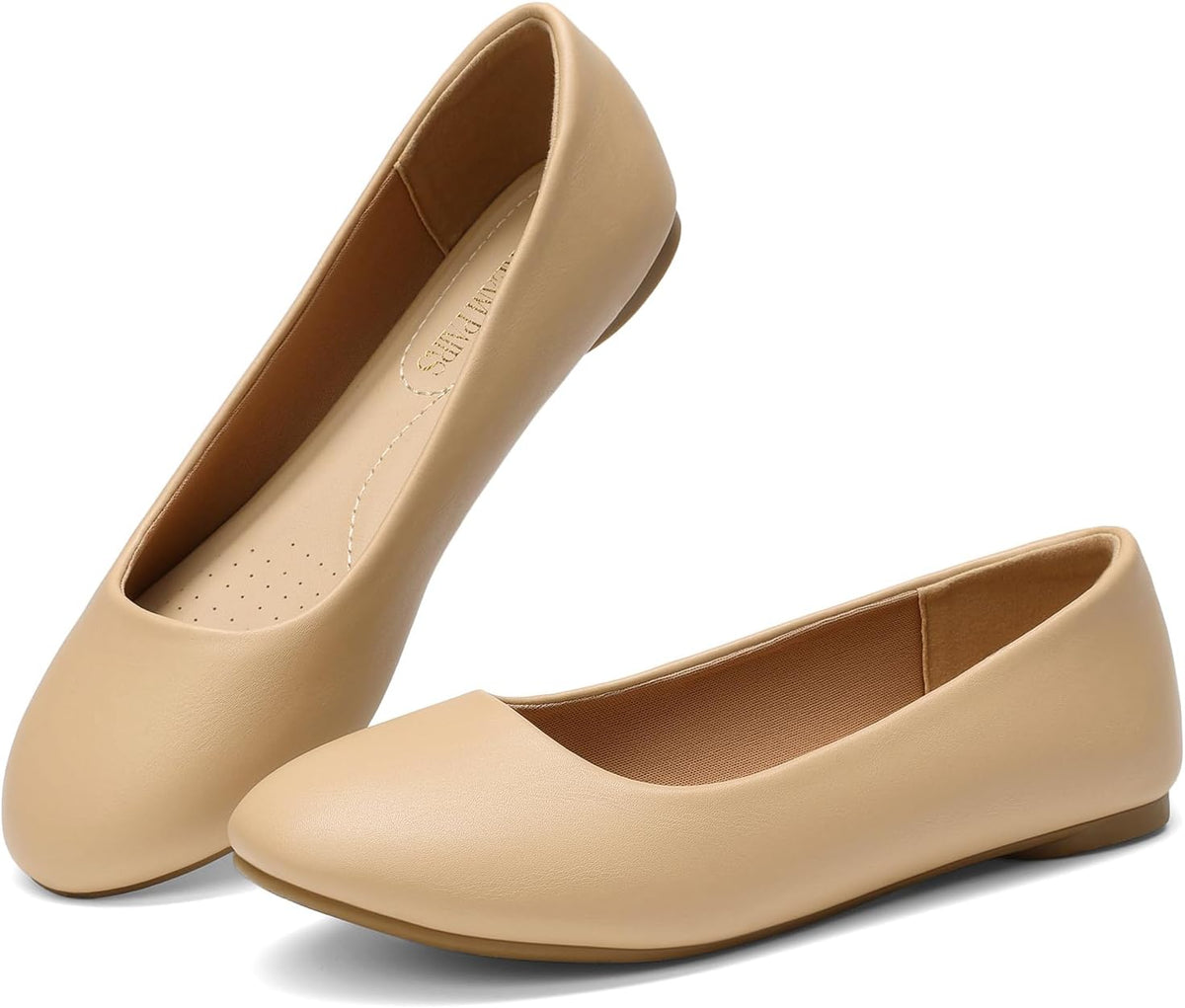 Women's Round Toe Ballerina Flats - Dressy Slip On Shoes for Weddings, Office Work and Daily Walking - 8
