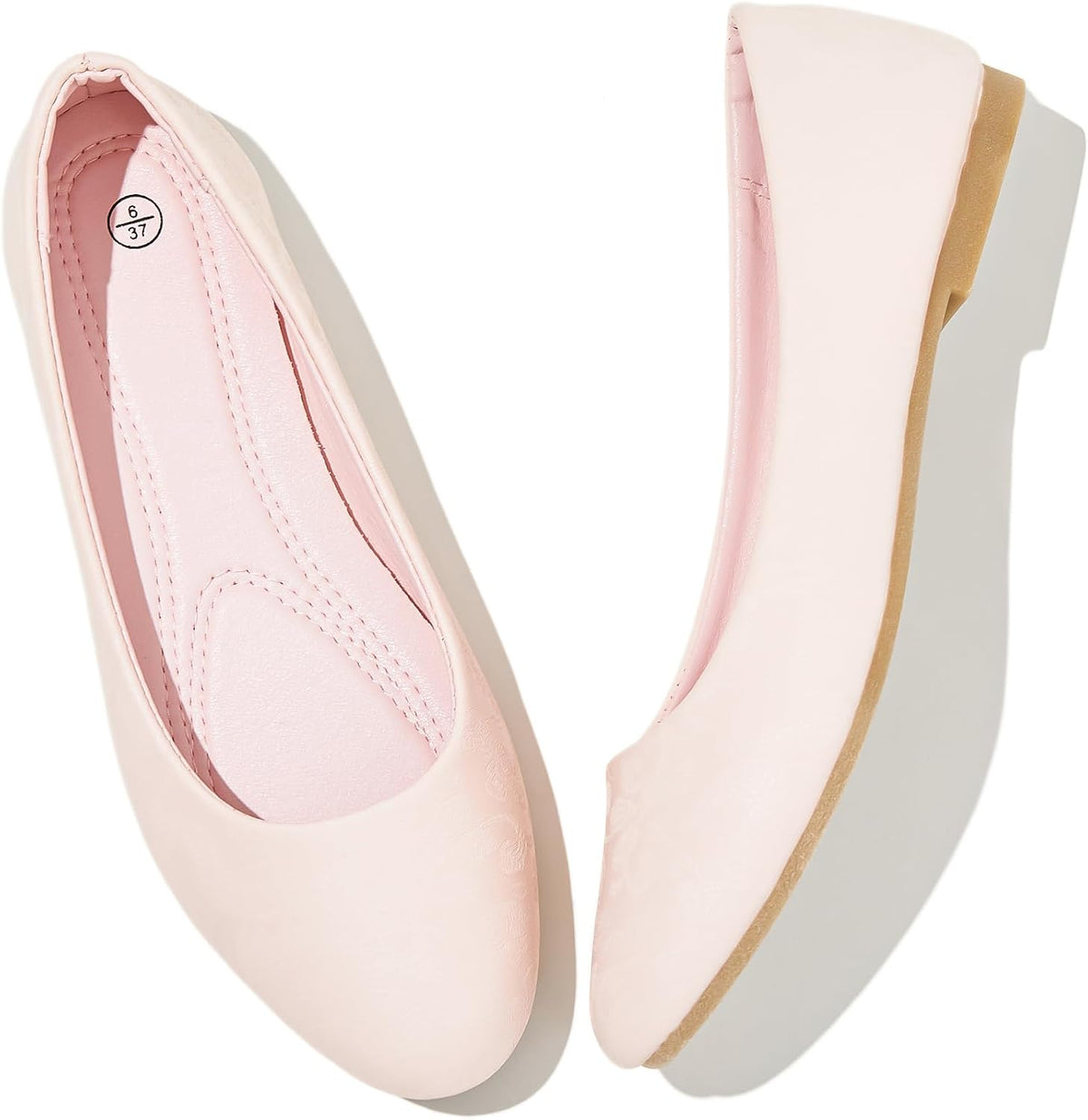 Women's Faux Leather Ballet Flats - Non Slip Low Heel Slip On Loafers for Teaching and Business Casual Days - 8