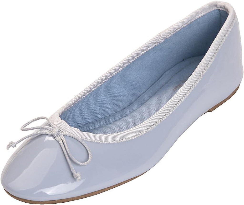 Women's Patent Ballet Flats - Memory Foam Cushioned Slip On Dress Shoes in Glitter and Solid Finishes - Glitter Rose Gol