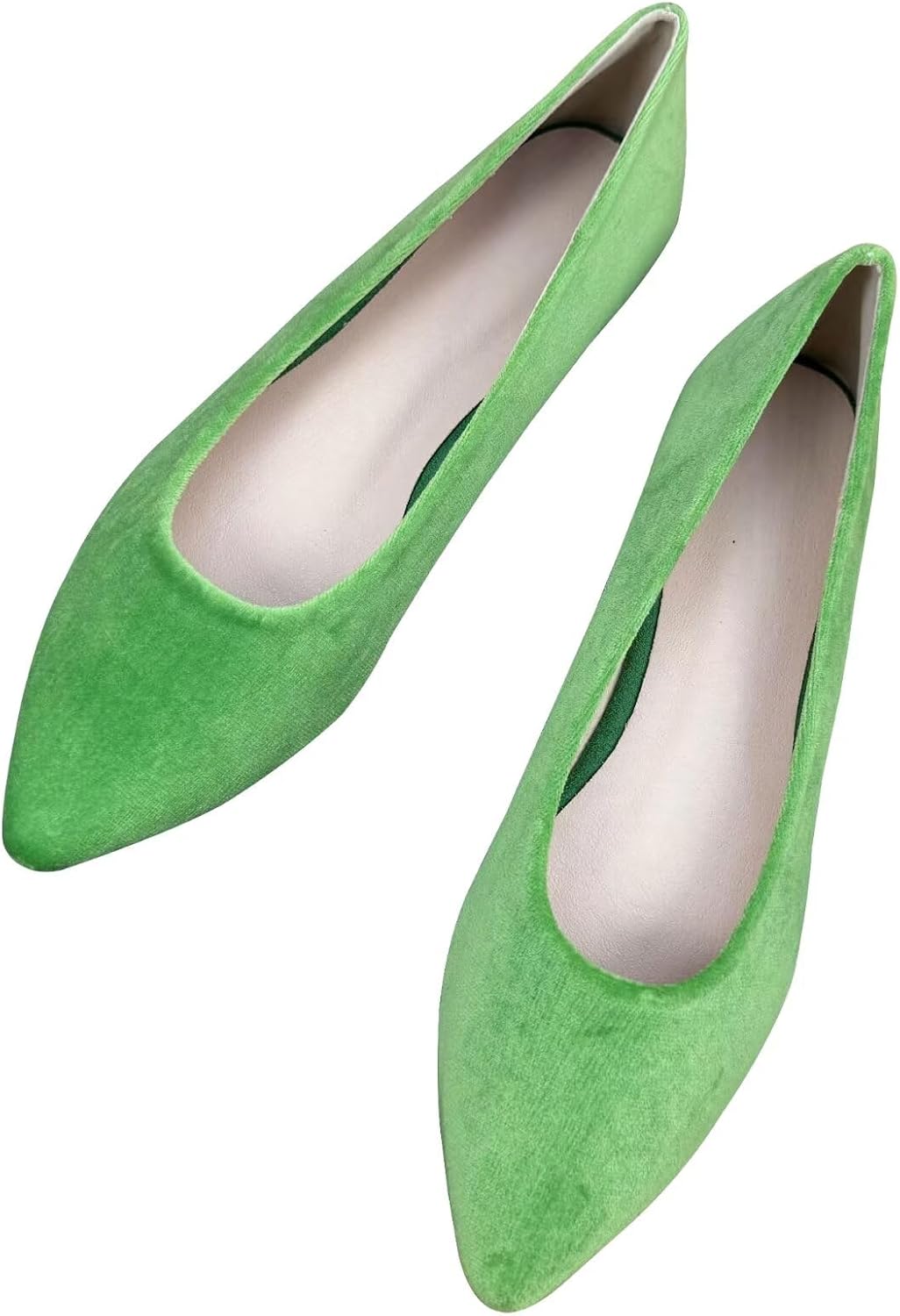 Women's Suede Pointed Toe Ballet Flats - Dressy Slip On Ballerina Walking Shoes for Office and Casual Wear - 9