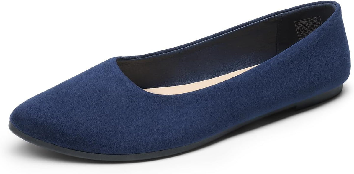 Women's Pointed Toe Flexible Ballet Flats - Cushioned Slip On Shoes for Business, Office and Casual Days - 6
