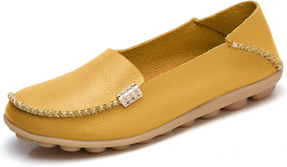 Women's Comfort Walking Loafers - Flat Slip On Casual Shoes with Cutout Detail for Everyday Wear - 9