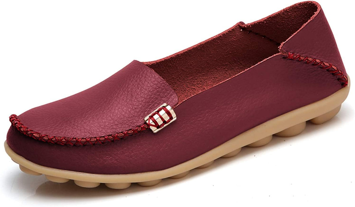 Women's Comfort Walking Loafers - Flat Slip On Casual Shoes with Cutout Detail for Everyday Wear - 10