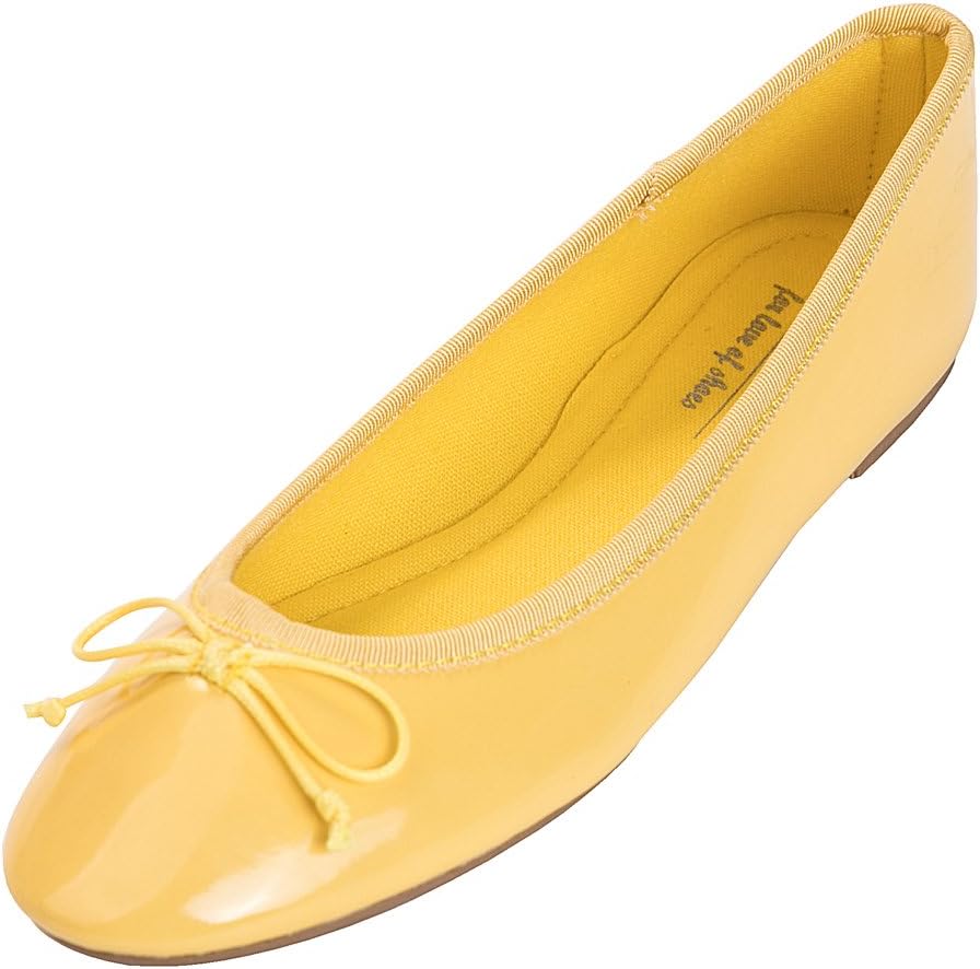Women's Patent Ballet Flats - Memory Foam Cushioned Slip On Dress Shoes in Glitter and Solid Finishes - Glitter Night Bl