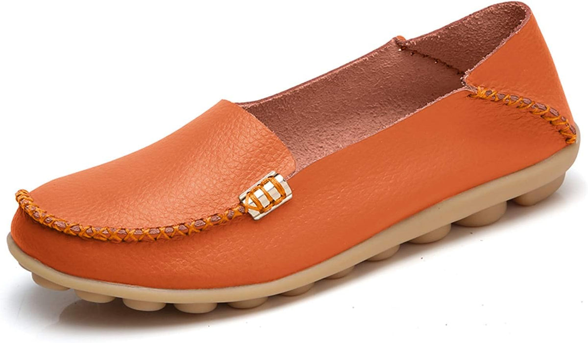 Women's Comfort Walking Loafers - Flat Slip On Casual Shoes with Cutout Detail for Everyday Wear - 10