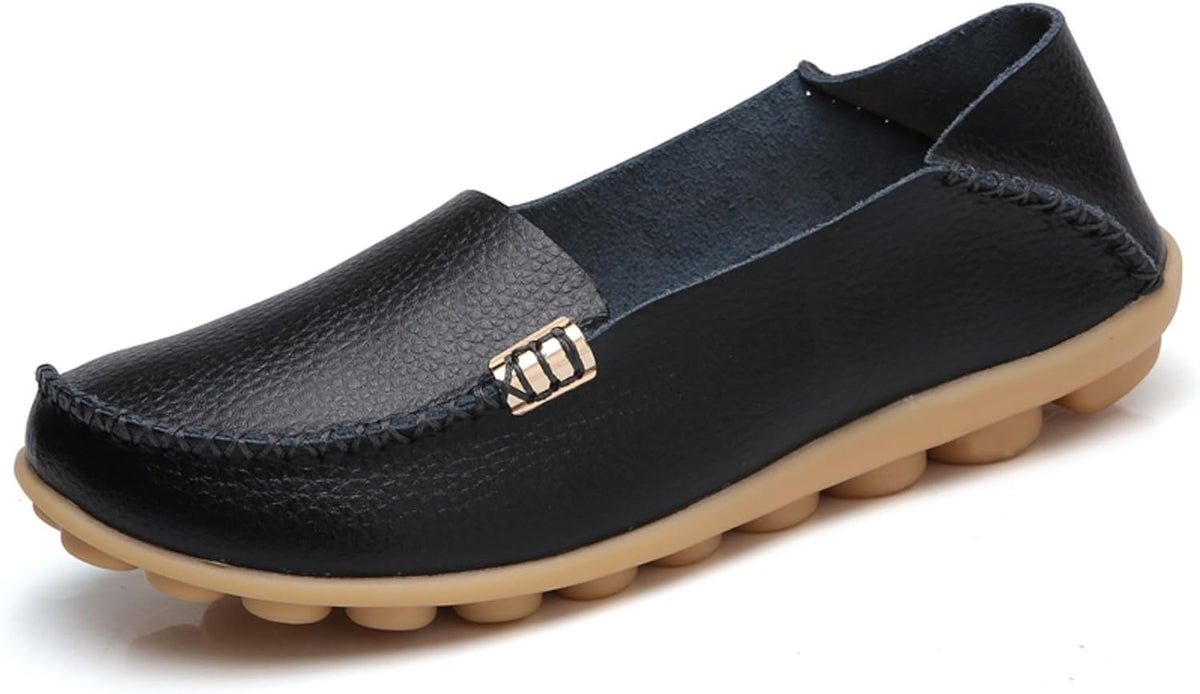 Women's Comfort Walking Loafers - Flat Slip On Casual Shoes with Cutout Detail for Everyday Wear - 7