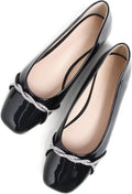 Women's Pointed Toe Ballet Flats with Chain and Rhinestone Trim - Slip On Dress Shoes for Office and Parties - 10