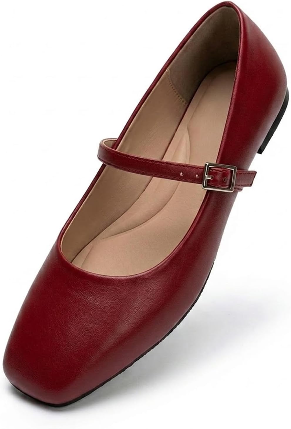 Women's Square Toe Mary Jane Flats - Dressy Black Flat Shoes for Weddings, Teaching and Office Wear - 7