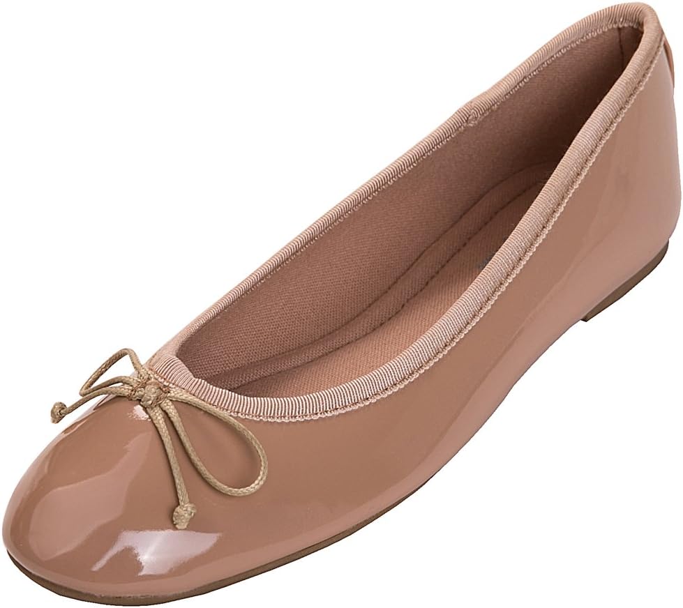 Women's Patent Ballet Flats - Memory Foam Cushioned Slip On Dress Shoes in Glitter and Solid Finishes - Glitter Night Bl