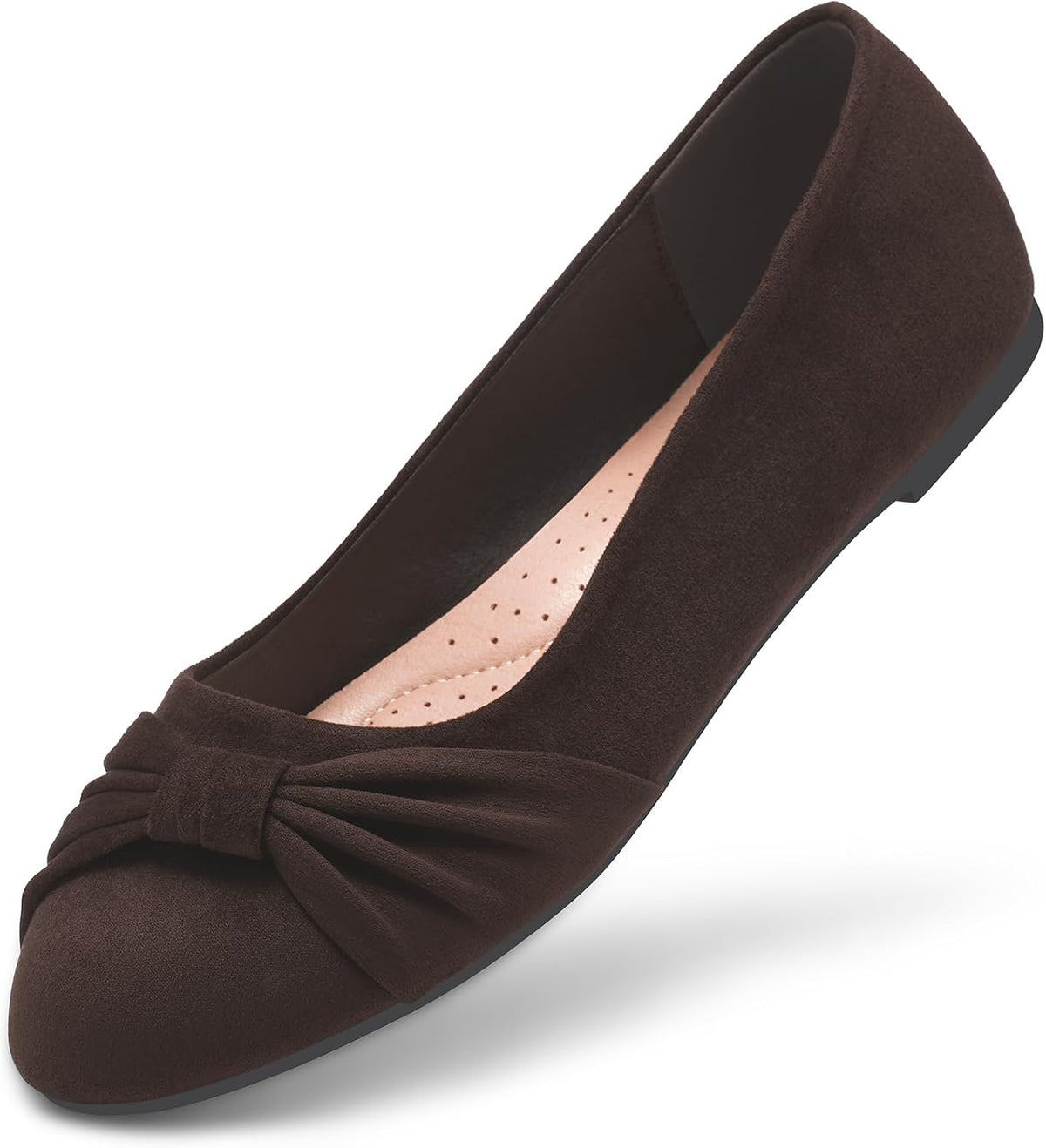 Women's Faux Suede Round Toe Ballet Flats - Slip On Dressy Walking Shoes for Office and Weekend Wear - 6