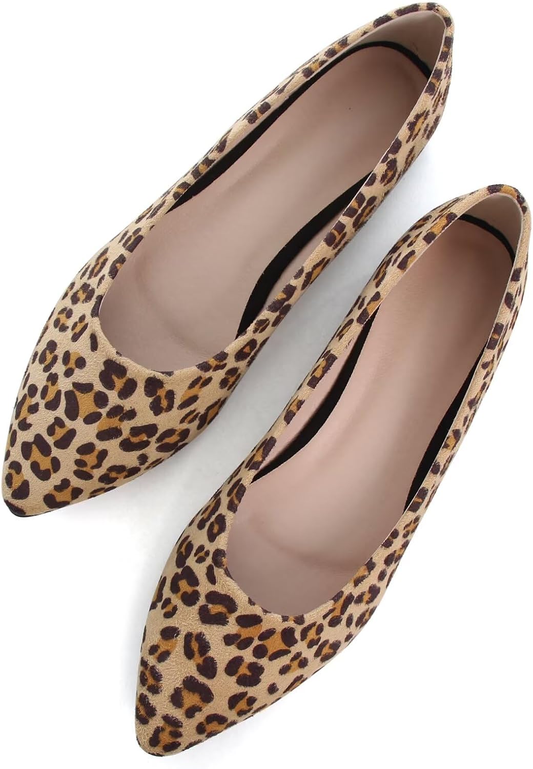 Women's Suede Pointed Toe Ballet Flats - Dressy Slip On Ballerina Walking Shoes for Office and Casual Wear - 10