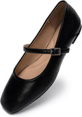Women's Square Toe Mary Jane Flats - Dressy Black Flat Shoes for Weddings, Teaching and Office Wear - 7