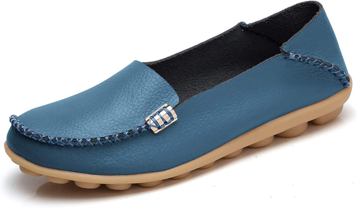 Women's Comfort Walking Loafers - Flat Slip On Casual Shoes with Cutout Detail for Everyday Wear - 9