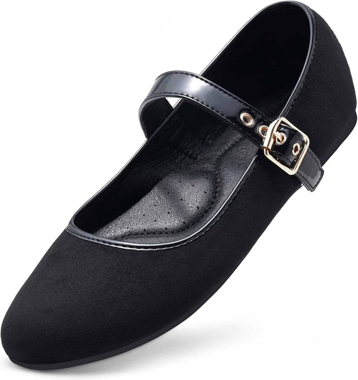 Women's Faux Suede Round Toe Ballet Flats - Slip On Dressy Walking Shoes for Office and Weekend Wear - 6