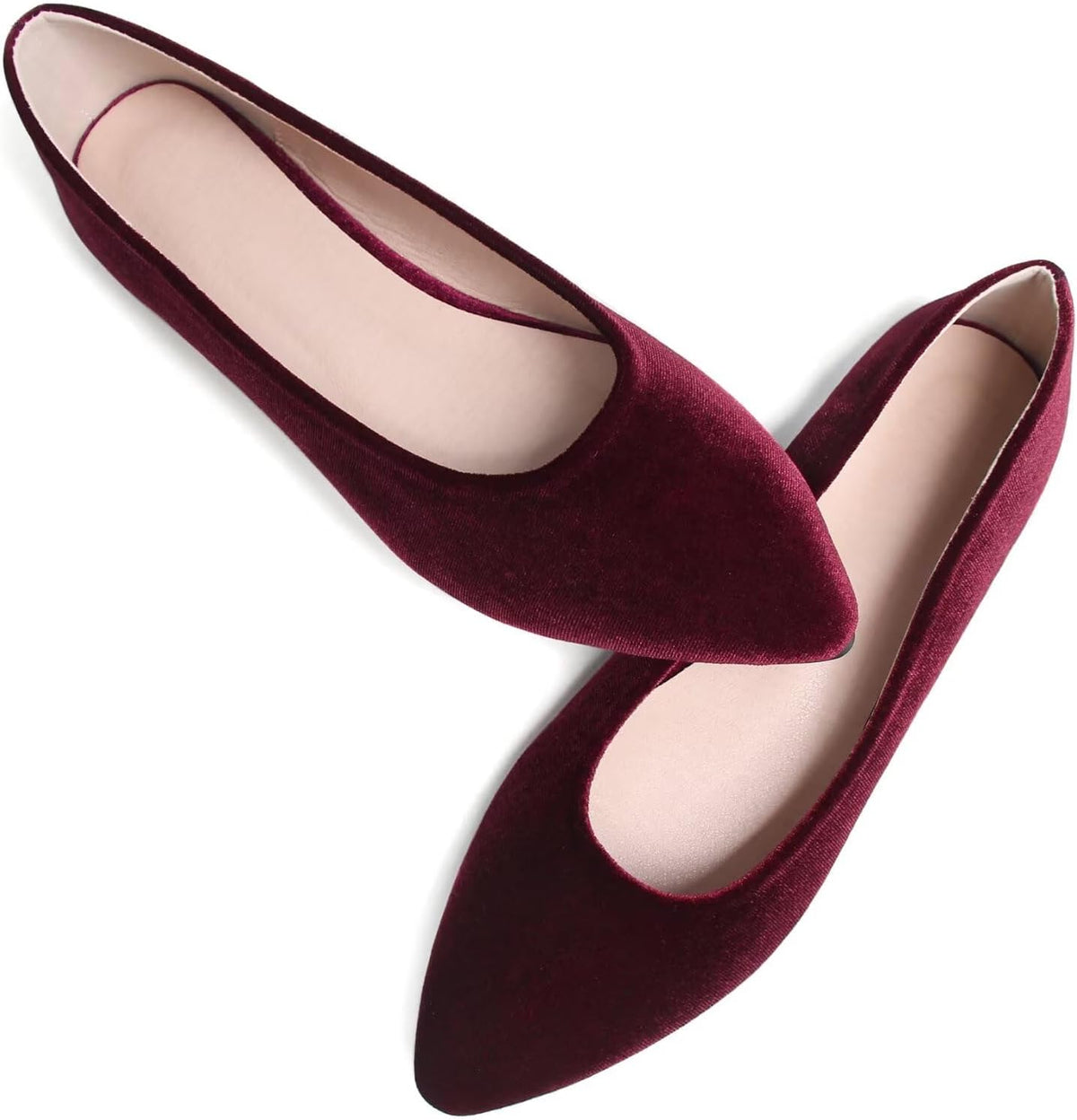 Women's Suede Pointed Toe Ballet Flats - Dressy Slip On Ballerina Walking Shoes for Office and Casual Wear - 6
