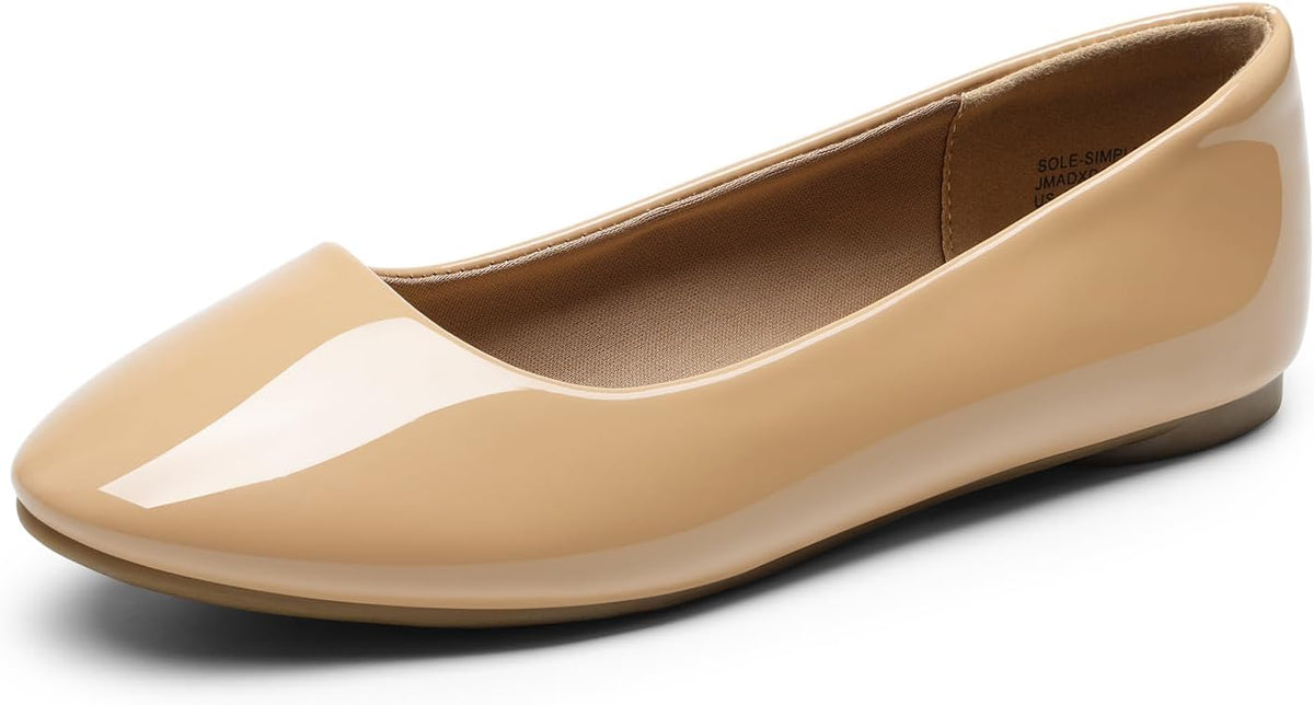 Women's Round Toe Ballerina Flats - Dressy Slip On Shoes for Weddings, Office Work and Daily Walking - 8