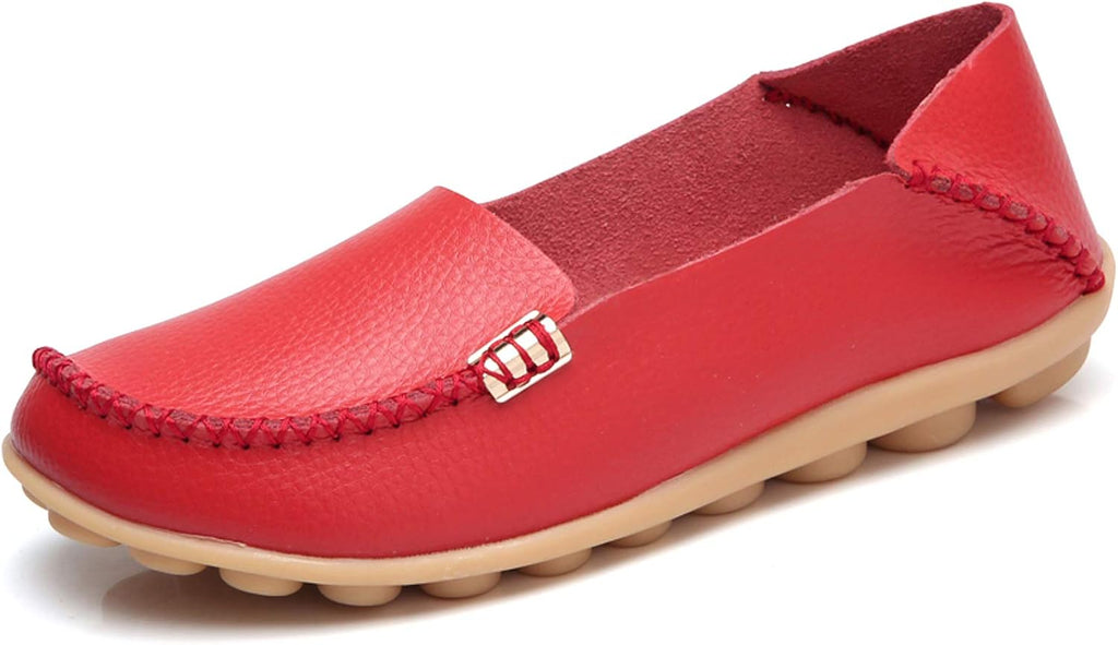Women's Comfort Walking Loafers - Flat Slip On Casual Shoes with Cutout Detail for Everyday Wear - 7