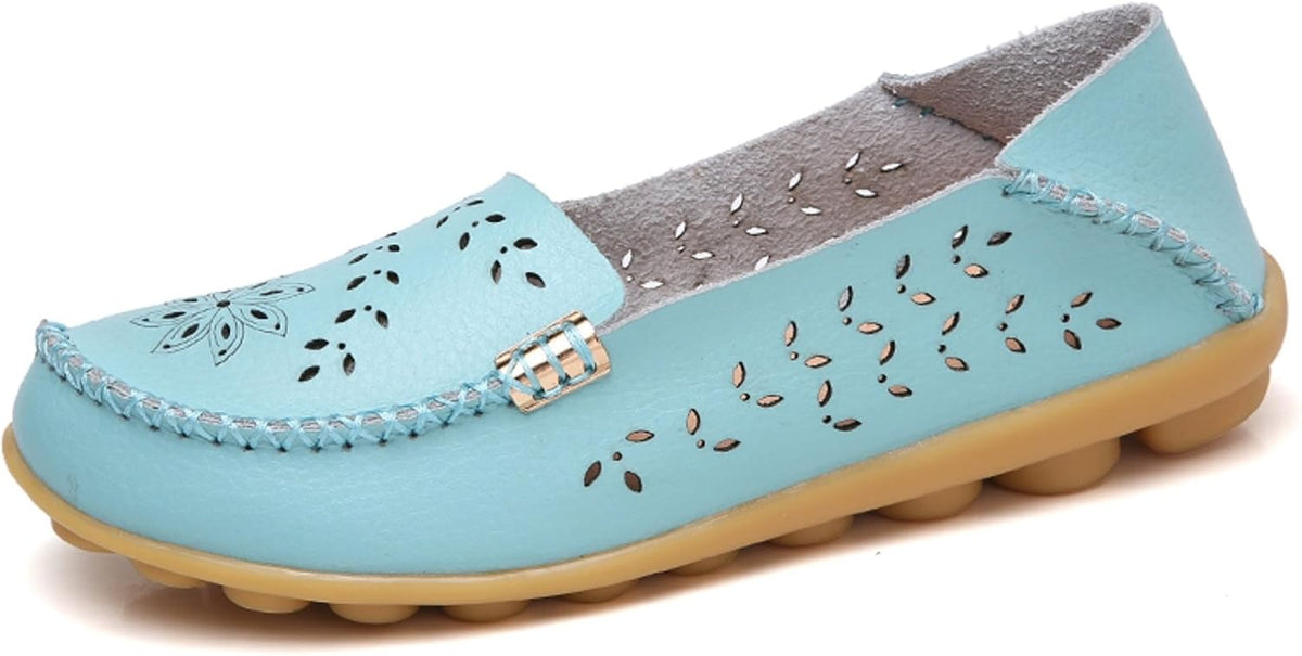 Women's Comfort Walking Loafers - Flat Slip On Casual Shoes with Cutout Detail for Everyday Wear - 7