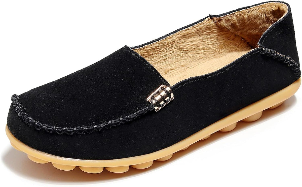 Women's Comfort Walking Loafers - Flat Slip On Casual Shoes with Cutout Detail for Everyday Wear - 8