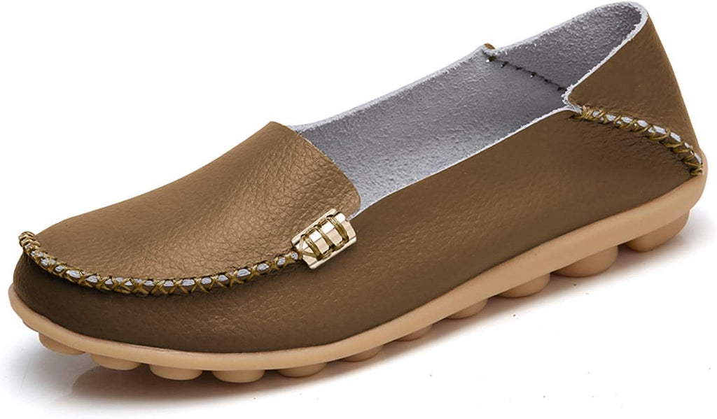 Women's Comfort Walking Loafers - Flat Slip On Casual Shoes with Cutout Detail for Everyday Wear - 10