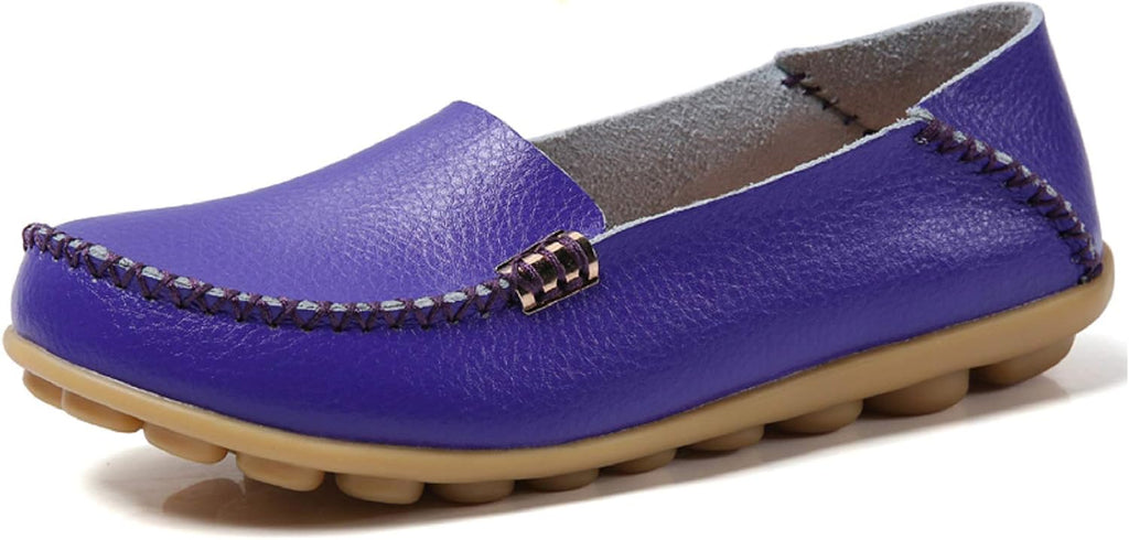 Women's Comfort Walking Loafers - Flat Slip On Casual Shoes with Cutout Detail for Everyday Wear - 6