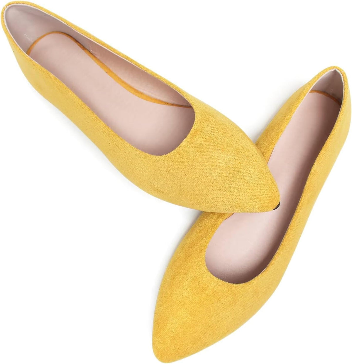 Women's Suede Pointed Toe Ballet Flats - Dressy Slip On Ballerina Walking Shoes for Office and Casual Wear - 10