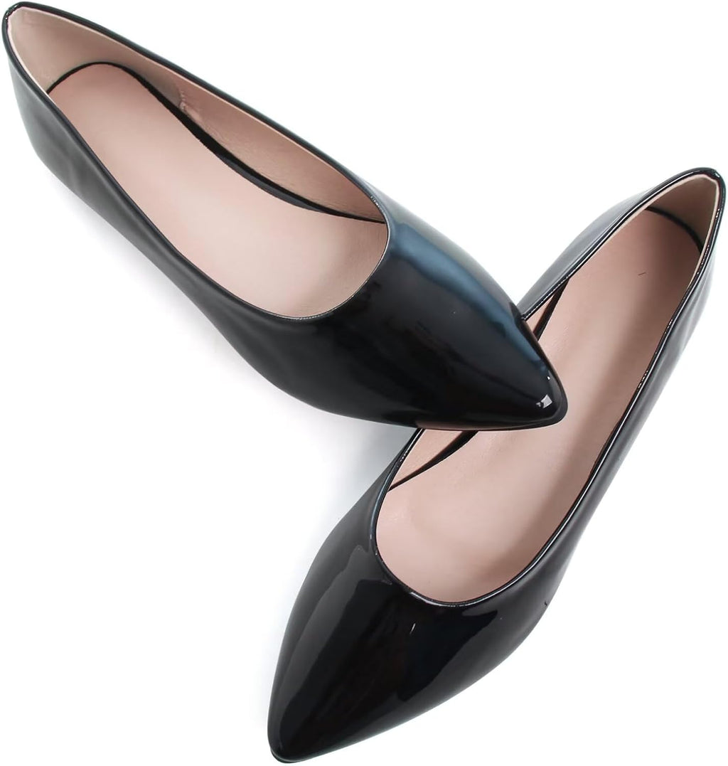 Women's Suede Pointed Toe Ballet Flats - Dressy Slip On Ballerina Walking Shoes for Office and Casual Wear - 7