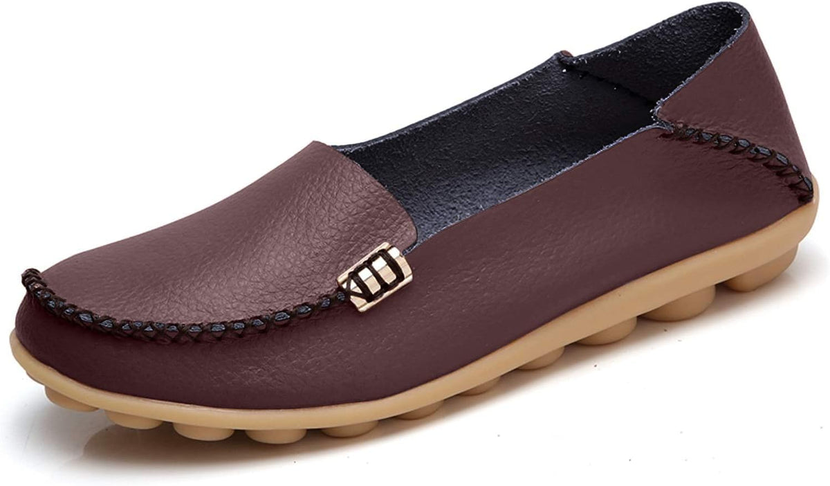 Women's Comfort Walking Loafers - Flat Slip On Casual Shoes with Cutout Detail for Everyday Wear - 6