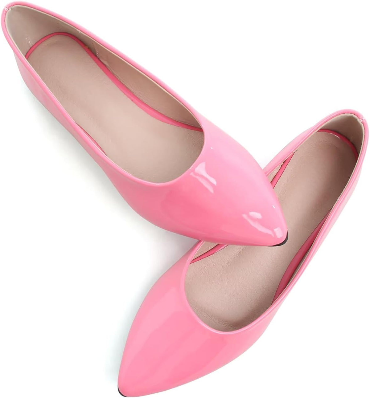 Women's Suede Pointed Toe Ballet Flats - Dressy Slip On Ballerina Walking Shoes for Office and Casual Wear - 8