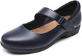Women's Mary Jane Flats with Adjustable Ankle Strap - Memory Foam Insole Slip On Shoes for Work and School Runs - 6