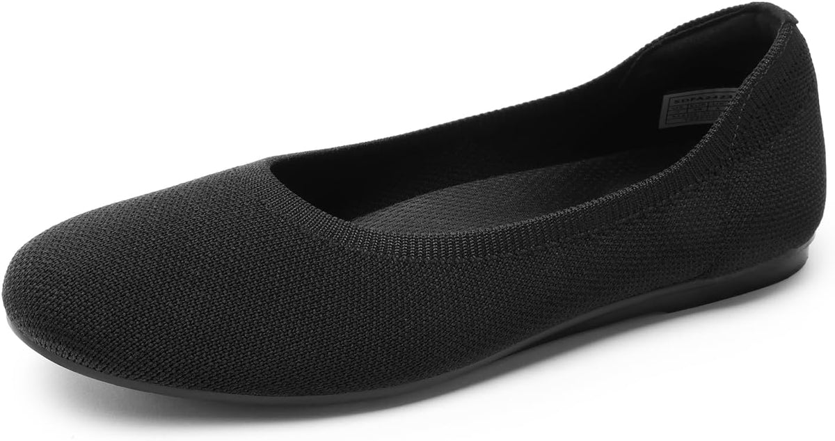 Women's Knit Ballet Flats - Round Toe Slip On Office Shoes, Flexible and Packable for Daily Walking and Travel - 6