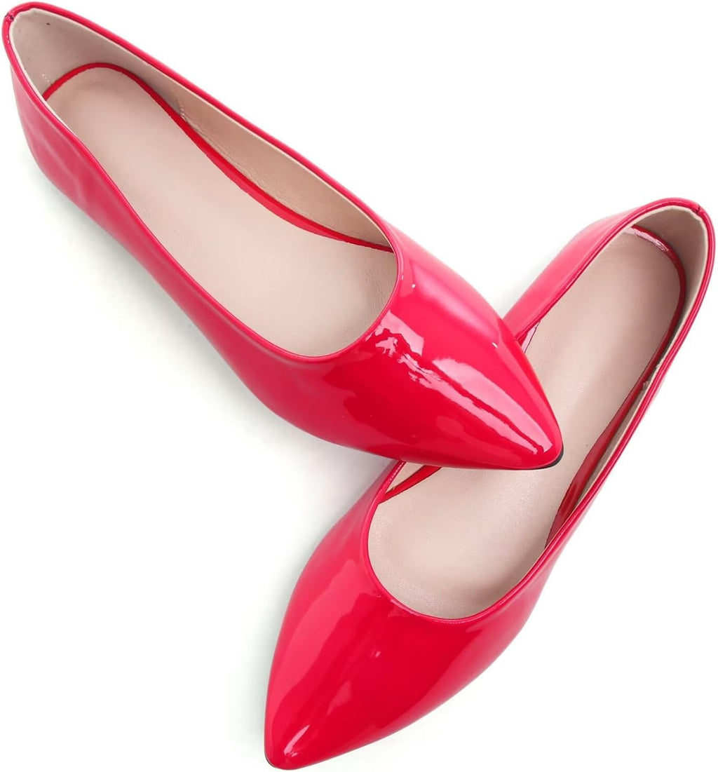 Women's Suede Pointed Toe Ballet Flats - Dressy Slip On Ballerina Walking Shoes for Office and Casual Wear - 7