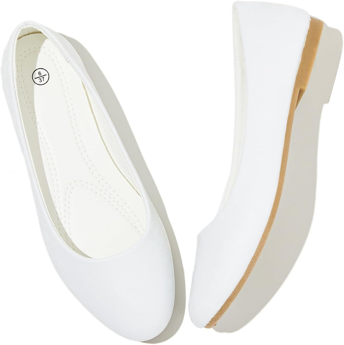 Women's Faux Leather Ballet Flats - Non Slip Low Heel Slip On Loafers for Teaching and Business Casual Days - 7