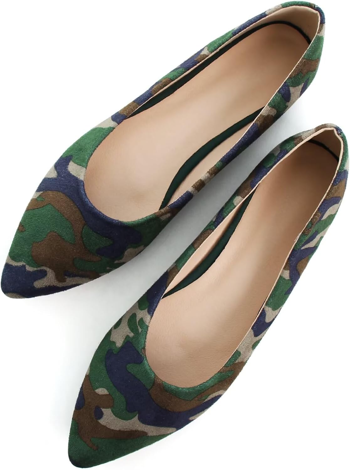 Women's Suede Pointed Toe Ballet Flats - Dressy Slip On Ballerina Walking Shoes for Office and Casual Wear - 8