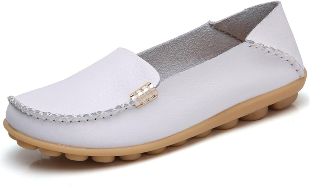 Women's Comfort Walking Loafers - Flat Slip On Casual Shoes with Cutout Detail for Everyday Wear - 9