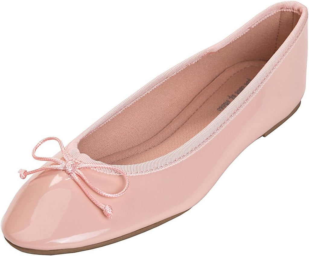 Women's Patent Ballet Flats - Memory Foam Cushioned Slip On Dress Shoes in Glitter and Solid Finishes - Glitter Night Bl