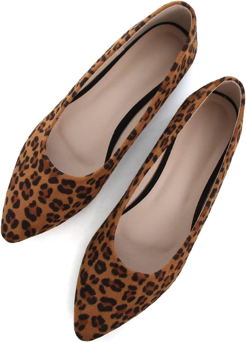 Women's Suede Pointed Toe Ballet Flats - Dressy Slip On Ballerina Walking Shoes for Office and Casual Wear - 9