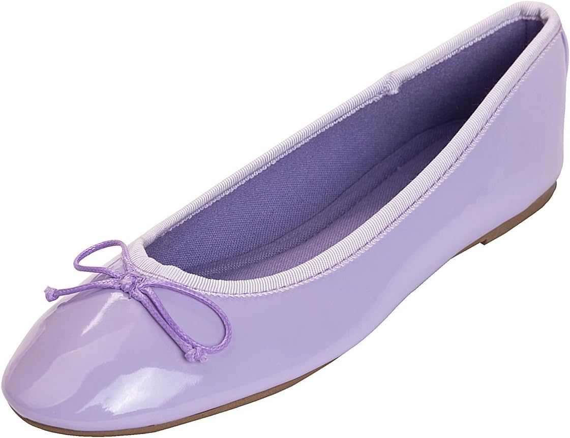 Women's Patent Ballet Flats - Memory Foam Cushioned Slip On Dress Shoes in Glitter and Solid Finishes - Glitter Rose Gol
