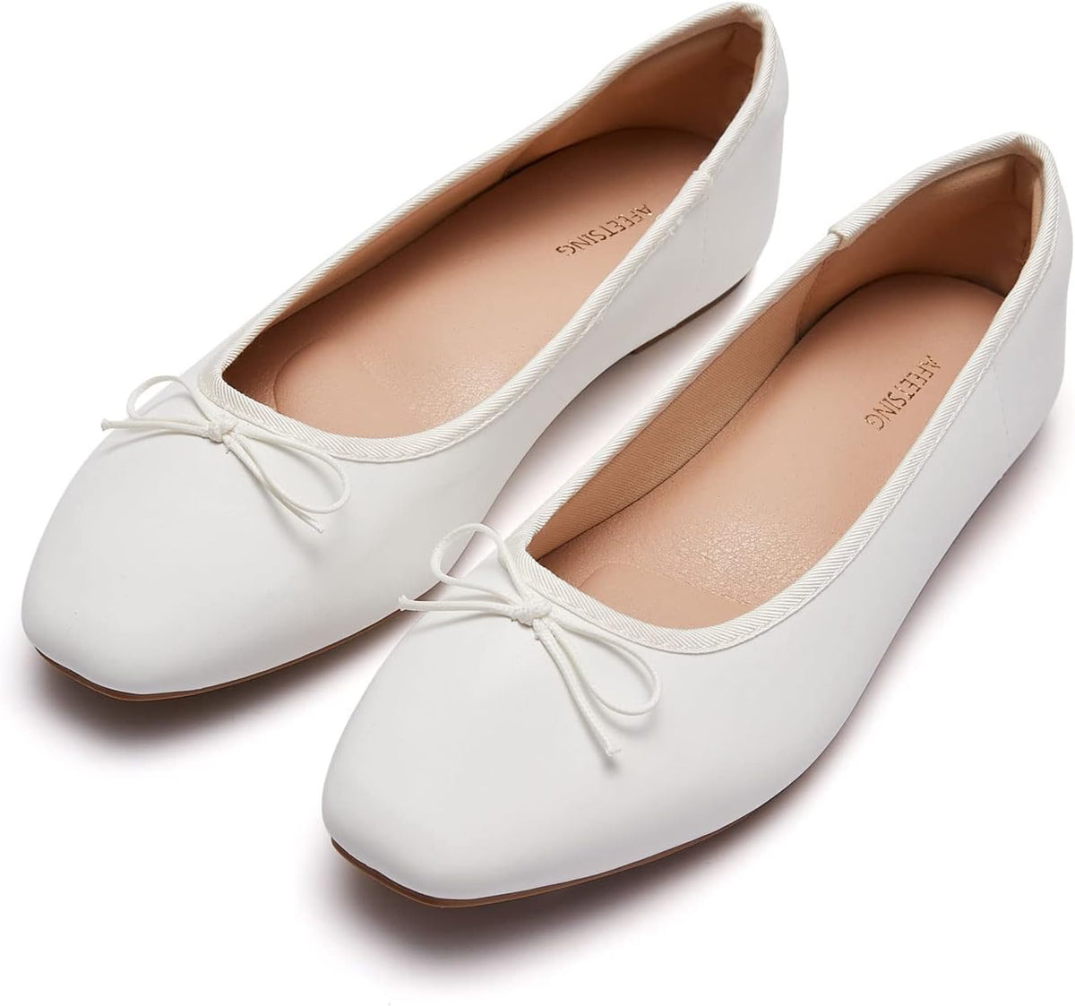 Women's Round Toe Ballet Flats with Bow - Dressy Slip On Shoes for Office, Weddings and Everyday Wear - 6
