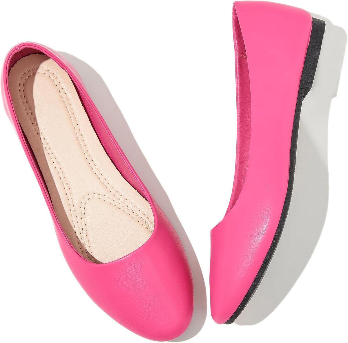 Women's Faux Leather Ballet Flats - Non Slip Low Heel Slip On Loafers for Teaching and Business Casual Days - 7