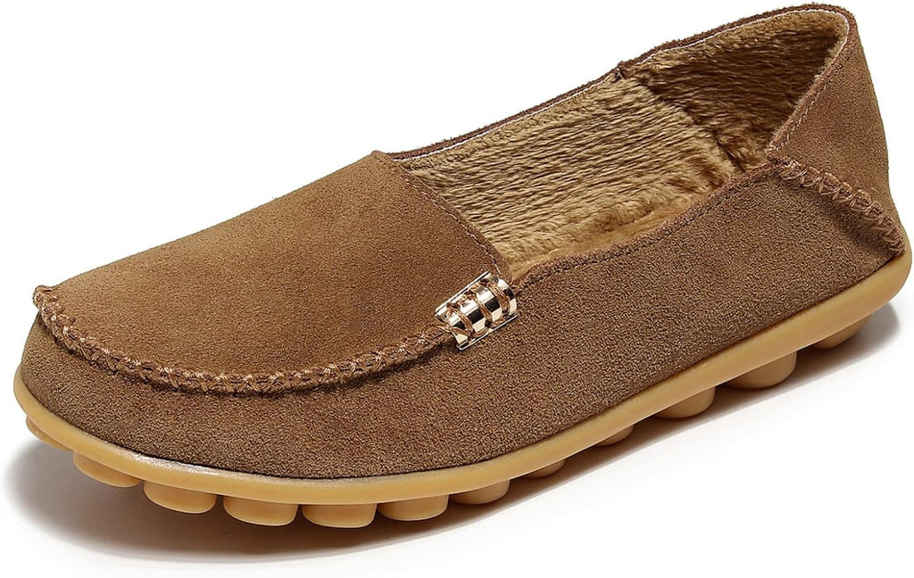 Women's Comfort Walking Loafers - Flat Slip On Casual Shoes with Cutout Detail for Everyday Wear - 6